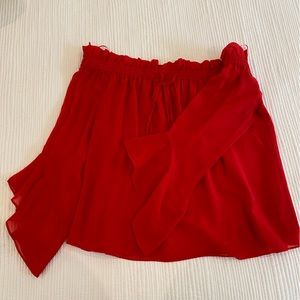Red off the shoulder long sleeve top (brand is scripted)